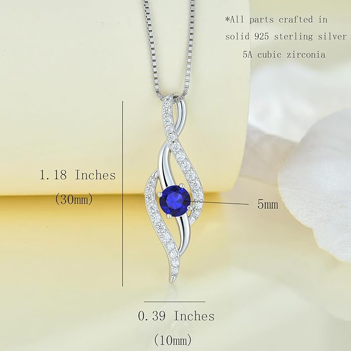 Women Infinity Necklace 925 Sterling Silver Twist Birthstone Pendant with Chain 5A Cubic Zirconia Jewelry