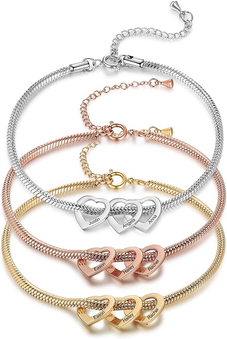Personalized Anklets for Women Adjustable Silver Gold Anklets with Heart Name Initial Ankle Bracelets for Women Jewelry Gifts for Mom Her
