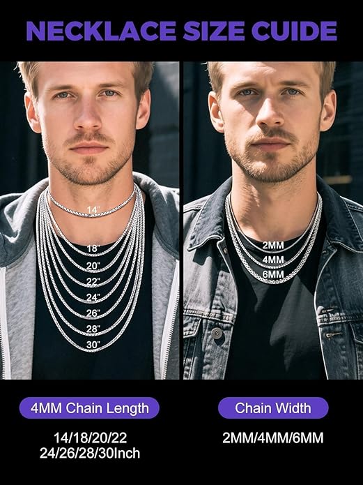 Richsteel Stainless Steel Mens Flat Link Chain Necklace, Black/Gold/Steel Chain for men, 2mm/4mm/6mm Width, No Tarnish & Hypoallergenic Hip Hop Jewelry, 18"-30" Length