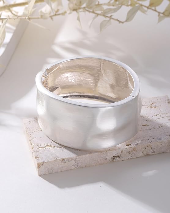 Bangle Bracelets for Women | 14K Gold Plated Trendy Wide Bracelets | Hinged Arm Cuff Bangles Chunky Bracelet for Women