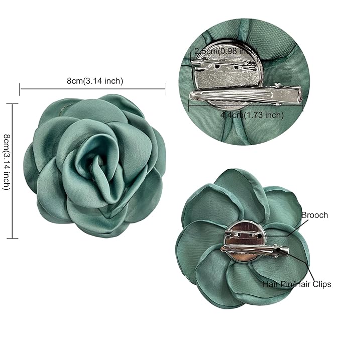 Sanrich Women's Brooches 4pcs Rose Flower Hair Clip Mexican Hair Flowers Clips Hairpin Brooch Tea Party Hats Headpieces (aqua blue)