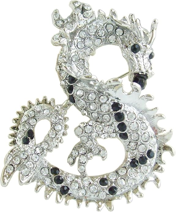 Art Style 2.36" Dragon Brooch Pin Pendant Austrian Crystal BZ2980