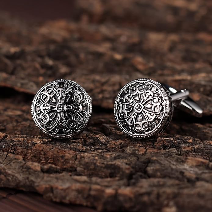 HAWSON Cufflinks and Studs for Men-Fashion Men Vintage Enamel Carbon Fiber Tuxedo Shirt Cufflinks and Studs Set for Regular Wedding Business Accessories