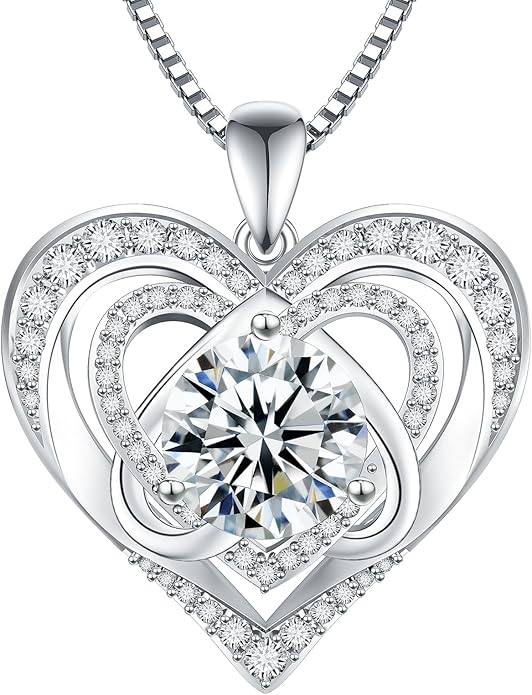 1-3 Carat Moissanite Necklace for Women, 925 Sterling Silver Heart Pendant Necklace Moissanite Diamond Necklace, Birthday Gift Anniversary Present for Wife, Girlfriend, Daughter, Mom