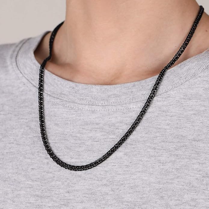FindChic Men Curb Chain Necklace 18K Gold Plated/Stainless Steel/Black Chunky Double Tight Cuban Link Hip Hop Neck Chains for Men Boys 3.5MM/5MM/6MM/7MM/9MM/12MM 14''-30'' 8 Length Options (Send Gift Box)