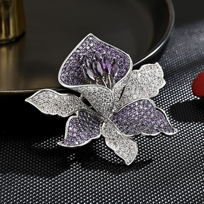 Flower Brooch Pin - Rhinestone Flower Pin 18k Gold Plated - Thanksgiving Day, Birthday, Wedding Gifts for Mom, Wife