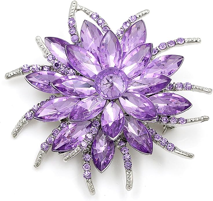 Rhinestone Large Flower Brooches Pins for Women Fashion Sparkly Crystal Sunflower Statement Brooch Unique Wedding Party Suit Dress Jewelry Accessories