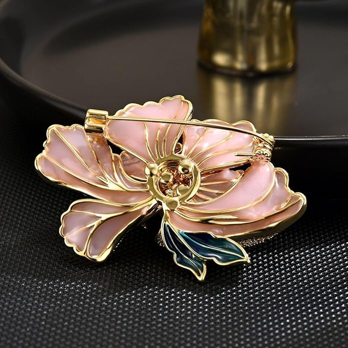 Flower Brooch Pin - Rhinestone Flower Pin 18k Gold Plated - Thanksgiving Day, Birthday, Wedding Gifts for Mom, Wife
