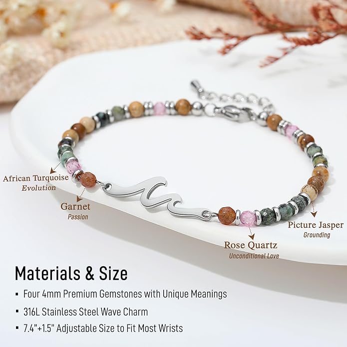TONY & SANDY Friend Gifts for Women, Stocking Stuffers for Women, Sister Gifts from Sister, Wave Bracelet, Birthday Gifts for Woman, Bestie Friendship Bracelets, Unique Gifts for Her