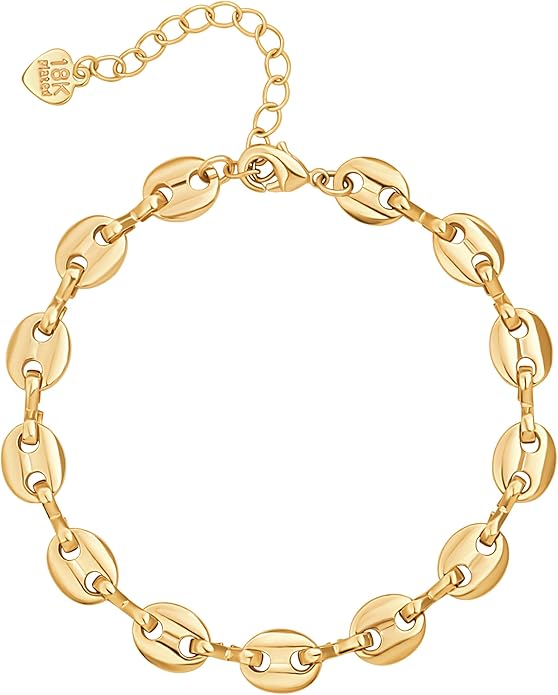SOFYBJA 18k Gold Plated Personalized Chunky Cuban Oval Link Chain Bracelets for Men Toggle Rope Bracelet Jewelry for Women