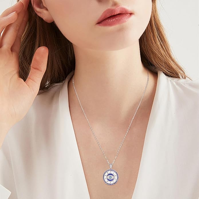 AENEAS Evil Eye Necklace for Women 925 Sterling Silver Necklace Ojo Turco Trendy Jewelry Gifts for Women Wife
