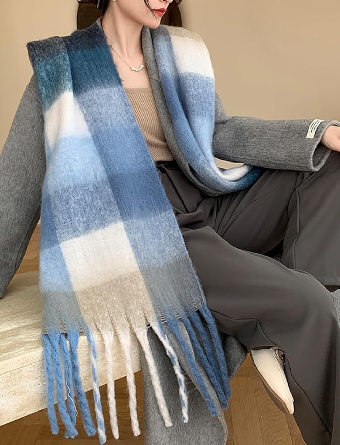 Wander Agio Winter Women Warm Scarf Long Shawl Large Scarves Cold Weather Thick Blanket Scarfs Colorful Plaid