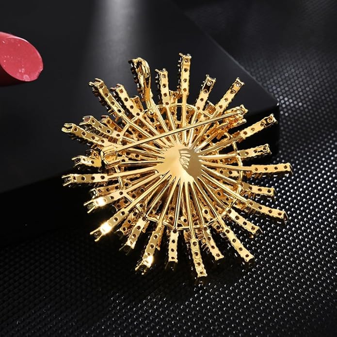 Fashion Flower Brooches for Women Rhinestone Flower Brooches Pins 18k Gold Plated Lapel Pins Jewelry for Girlfriend Wife