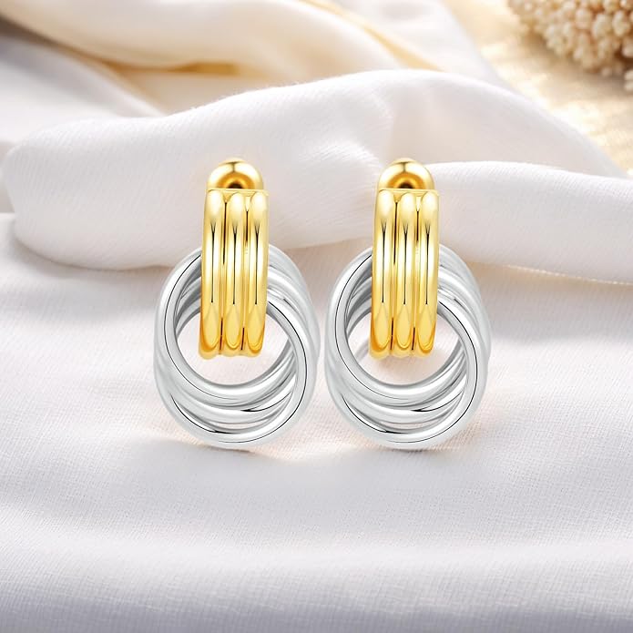 Trendy 14K Gold Plated Knot Earrings are Thick and Charming Pendant Earrings for Women They are Lightweight Hypoallergenic Fashion Accessories Jewelry Gifts for Women