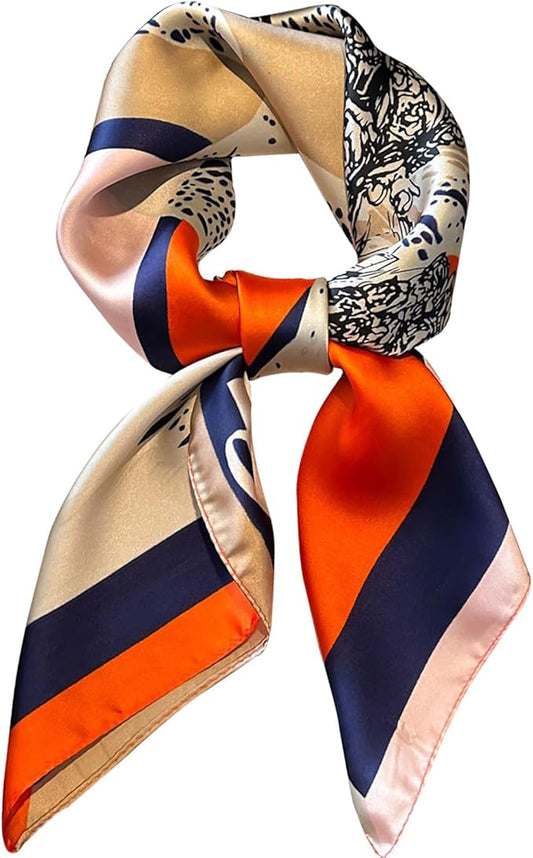 kcctoo 27.5" Mulberry Silk Feeling Head Scarf Women's Fashion Square Neck Satin Scarfs for Bag Hair Scarves Gift