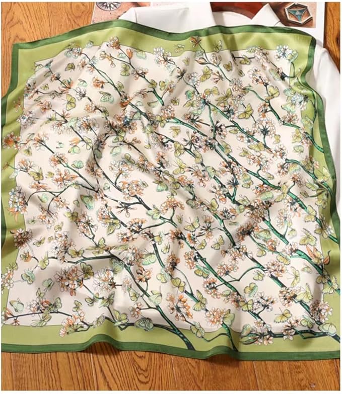 ANDANTINO 100% Mulberry Silk Square Scarf for Hair-25.6" X25.6'' Women Men Natural Silk Neckerchief Digital Printed Headscarf