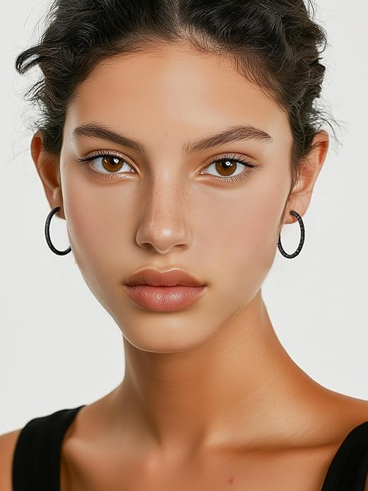 PROSTEEL 30/40/60/80/100mm Chunky Hoop Earrings For Women Gold Plated/Black Stainless Steel Hoops Earrings Statement Jewelry