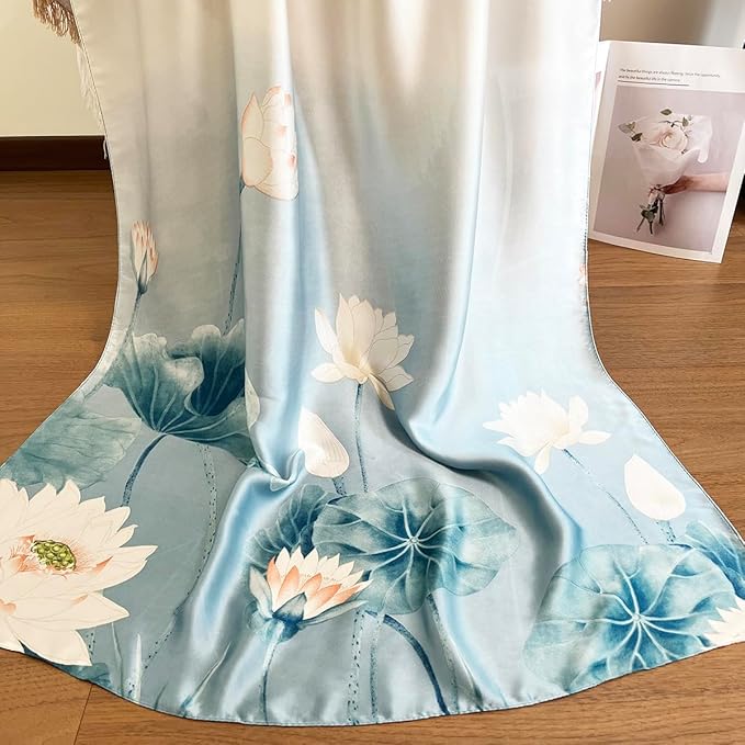 Long Silk Like Scarf Lightweight Satin Scarves Large Sunscreen Shawl Wrap for Women