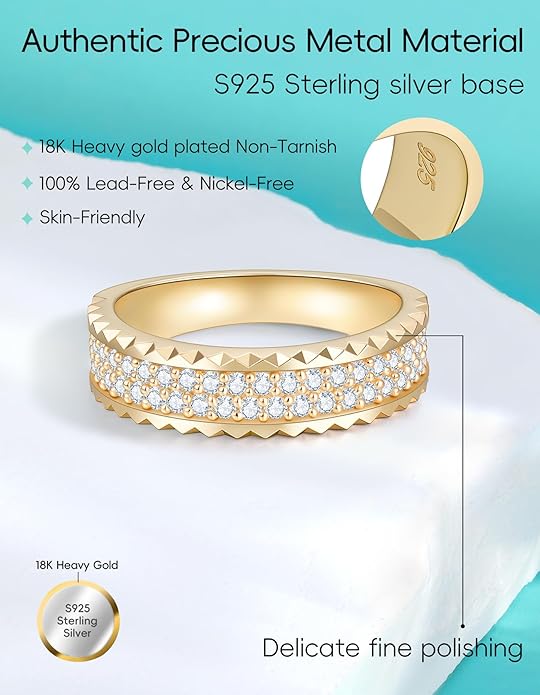 TIMELESSTAR Stackable Eternity Band Rings for Women Wedding, Engagement, Promise, Anniversary Premium Moissanite|D Color VVS1 Clarity 3EX Cut|S925 Sterling Silver 14K Gold Plated Non Tarnish
