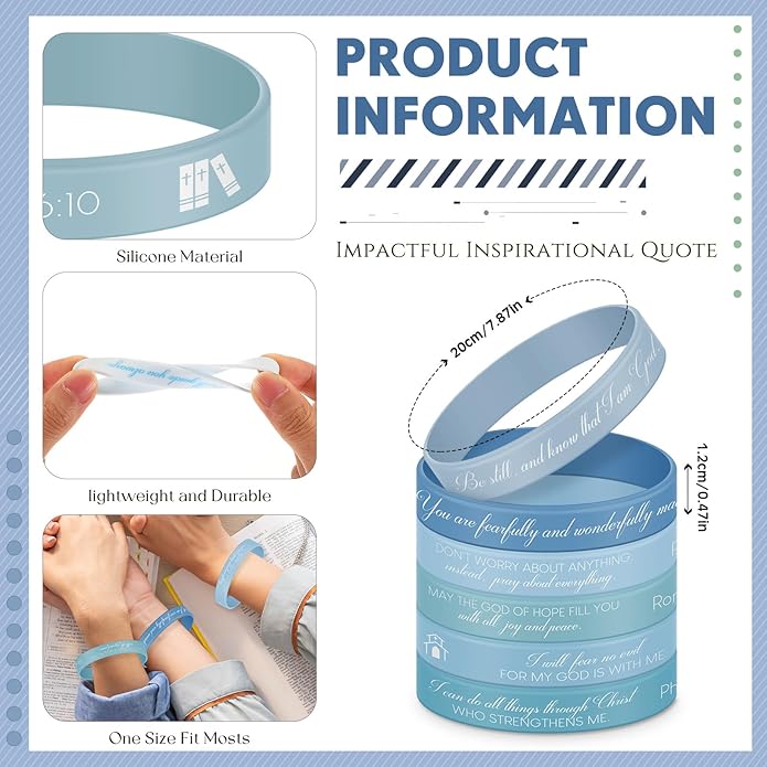 Ecation Bible Verses Bracelets Bulk Scripture Silicone Wristbands Inspirational Motivational Quote Rubber Wristbands Christian Bracelets for Easter Carnival Party Favors