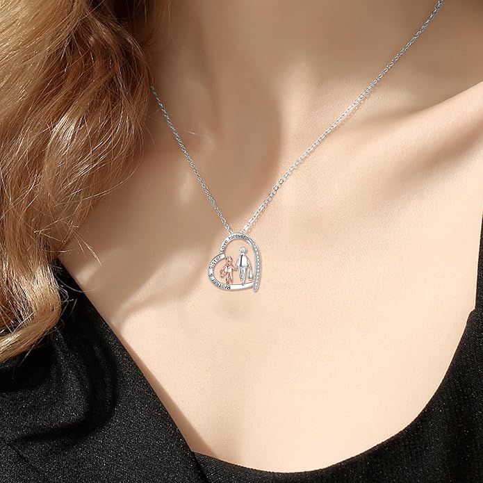 AOBOCO Gifts for Sister 2 3 Sisters Necklace for Women Sterling Silver Sister Crystal Pendant Jewelry Birthday Christmas Gifts for Friend Female Friendship Lasts Forever