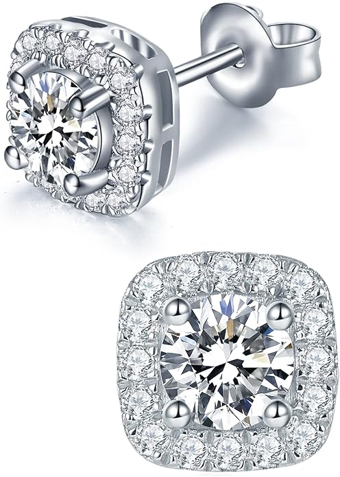 IMOLOVE Moissanite Stud Earrings for Women in Sterling Silver Hypoallergenic 1-3CT D Color Round Cut Moissante Earrings