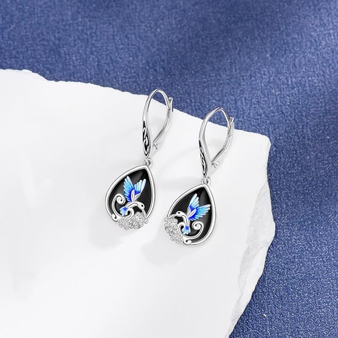 MONGAS Dragonfly/Sunflower/Hummingbird/Sand Dollar/Crab/Champagne/Arrow/Cherry/Ankh/Sloth Earrings for Women Sterling Silver Dragonfly/Sunflower/Hummingbird/Sand Dollar Jewelry for Women