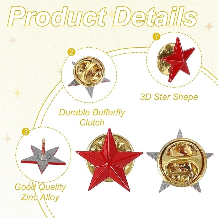 uxcell Star Lapel Pins, Award Pins Star Badge for Men Women Backpacks Hats Jackets Costume Accessories Celebration