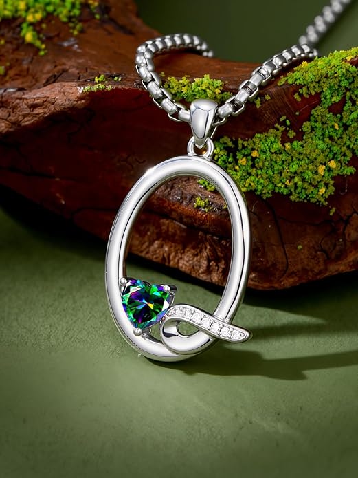 Christmas Gifts for Women Alphabet A to Z Initial Birthstone Pendant Necklaces for Women - 18k White Gold Plated Personalized Name Jewelry Valentine Mothers Day Birthday Gifts for Women Her Girlfriend