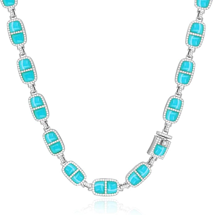 Chunky Necklace for Women 12 Colors Diamond Stone Gold Statement Necklace for Women Full Trendy Blue Birthstone Choker Necklace for Women Square Design Necklace Jewelry