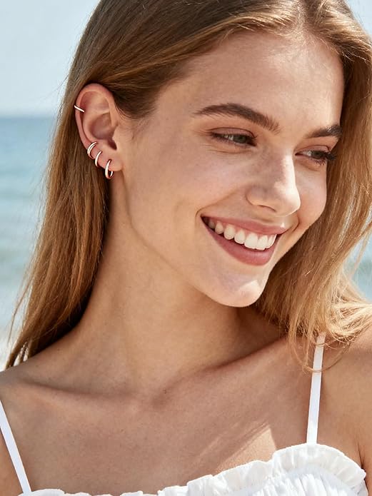 Silvora 925 Sterling Silver Small Hoop Earrings for Women Huggie Earrings Hypoallergenic Cartilage Earrings Tiny Hoops 6mm/8mm/10mm/12mm/14mm/16mm/18mm/20mm