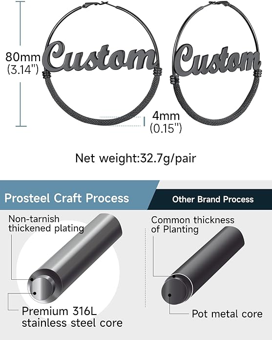 PROSTEEL 30/40/60/80/100mm Chunky Hoop Earrings For Women Gold Plated/Black Stainless Steel Hoops Earrings Statement Jewelry