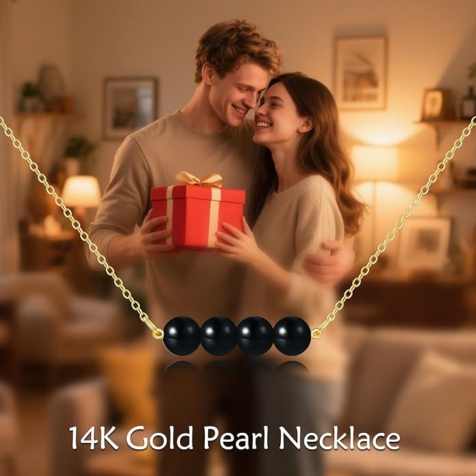 KECHO 14K Real Gold Freshwater Cultured Pearl Pendant Necklace 14K Solid Gold Jewelry Anniversary Birthday Gifts for Women