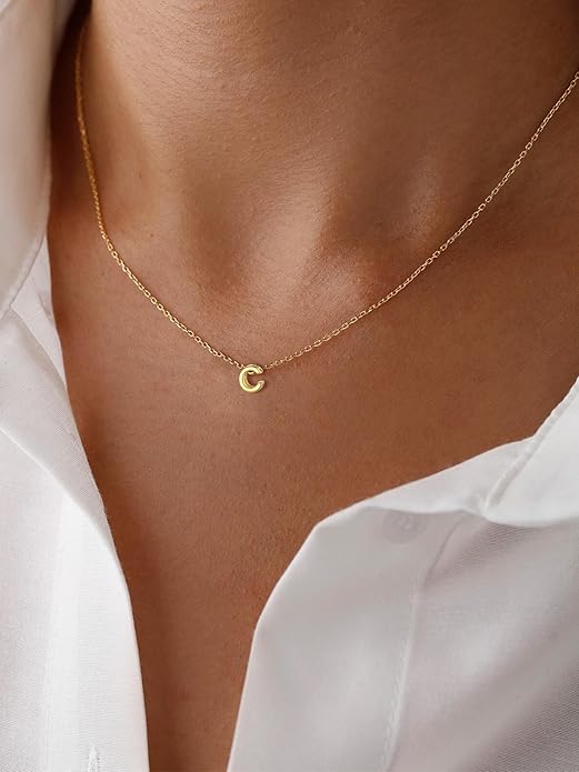 ChicSilver 925 Sterling Silver Initial Necklace for Women Dainty Letter Jewelry Personalized Gift