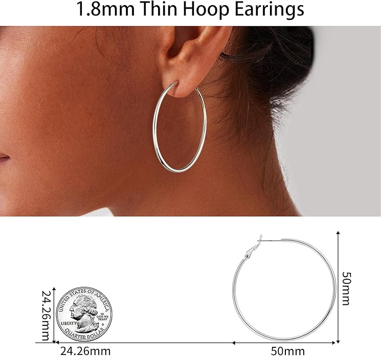 Gacimy Gold Hoop Earrings for Women 14K Gold Plated, 925 Sterling Silver Post Hypoallergenic Earrings Hoops for Women