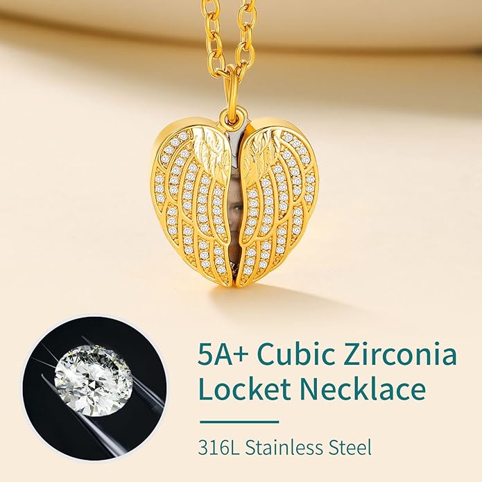 Supcare Locket Necklace That Holds Pictures-Engraved Photo Pendant Custom Jewellery Gifts for Men Women (with Jewellery Gift Box)