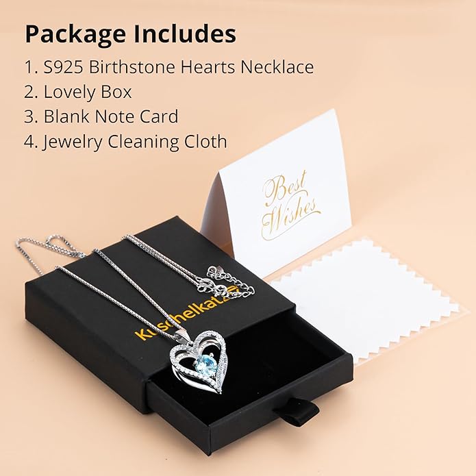 Kuschelkatze Entwined Souls Necklace - Sterling Silver Double Heart Pendant | Engraved 'I Love You Always and Forever' | Gift for Couples, Anniversary, Wedding