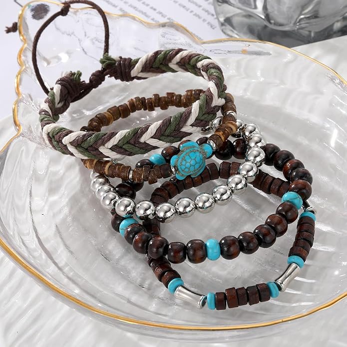 ONLYJUMP Bohemian Mix Bead Multi Layer Versatile Bracelets Set Boho Turquoise Stackable Beaded Strand Stretch Bangles Bracelets Statement Bangle Boho Jewelry Set