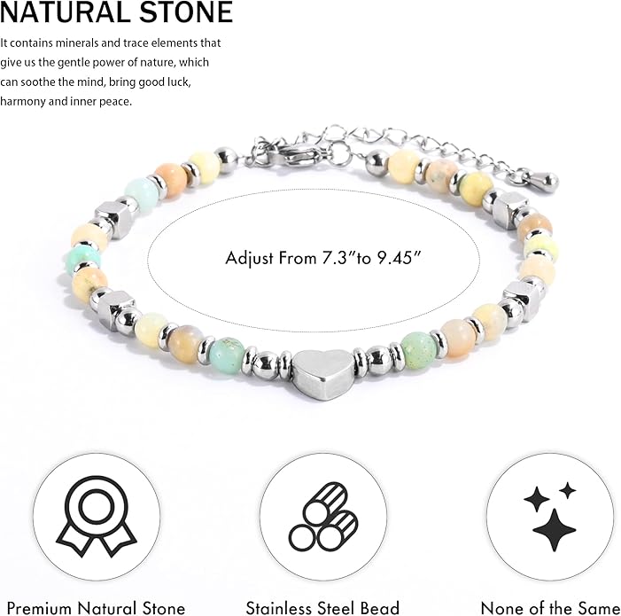 VIBILIA Cross Beaded Bracelets for Women, Inspirational Natural Heart Religious Bracelets for Women, Birthday Christian Gifts for Women on Thanksgiving Christmas Gifts