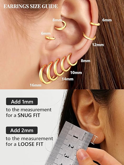 Silvora 925 Sterling Silver Small Hoop Earrings for Women Huggie Earrings Hypoallergenic Cartilage Earrings Tiny Hoops 6mm/8mm/10mm/12mm/14mm/16mm/18mm/20mm