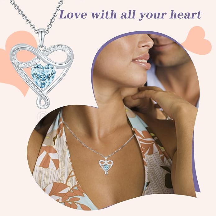 925 Sterling Silver Infinity Necklace - Exquisite Silver Jewelry for Women, Love Heart Necklace for Birthday, Anniversary, Valentine’s Day - Ideal Gift for Girlfriend, Wife, Mom, or Her