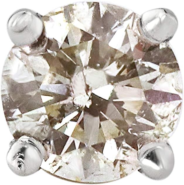 18k Gold Round SINGLE Diamond Stud Earring (0.08ct, Good, I2-I3) 4-Prong Basket set with Screw-back Diamond Wish