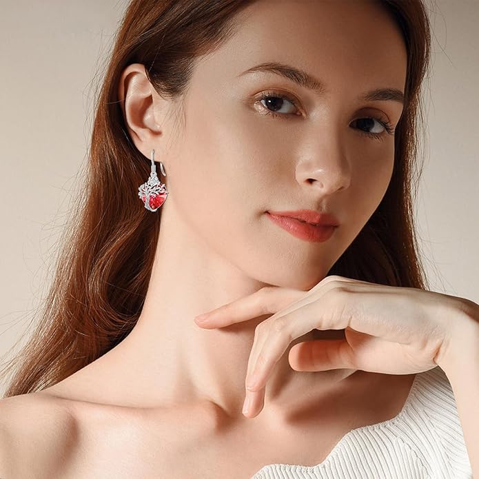 TOUPOP Tree of Life Earrings 925 Sterling Silver Family Tree Dangle Drop Earrings Crystal Jewelry Birthday Christmas Gifts for Women Her