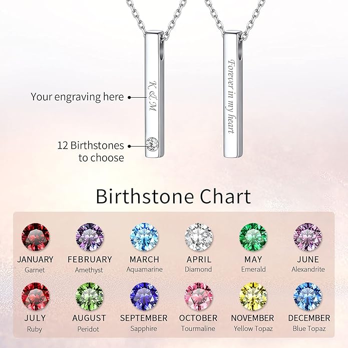 ChicSilver Customizable Vertical Bar Pendant Necklace 925 Sterling Silver Y Necklace Simple Fashion Jewelry Gifts for Women