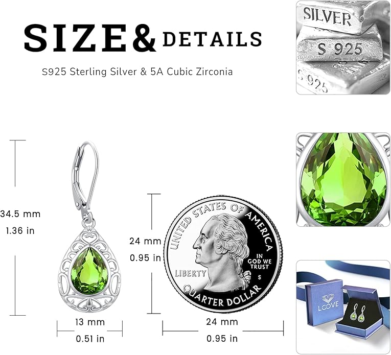 Sterling Silver Tree of Life/Flower/Bee/Animals/Cat/Hummingbird Dangle Earrings Moonstone Turquoise Drop Leverback Earrings Jewelry Gifts