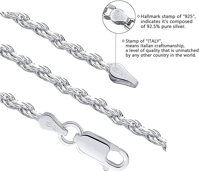 Savlano 925 Sterling Silver Solid Italian Figaro, Rope,Herringbone, Curb, Ball Bead, Snake, Mariner Chain Anklet for Women, Comes in 0.8mm - 5mm With Gift Box