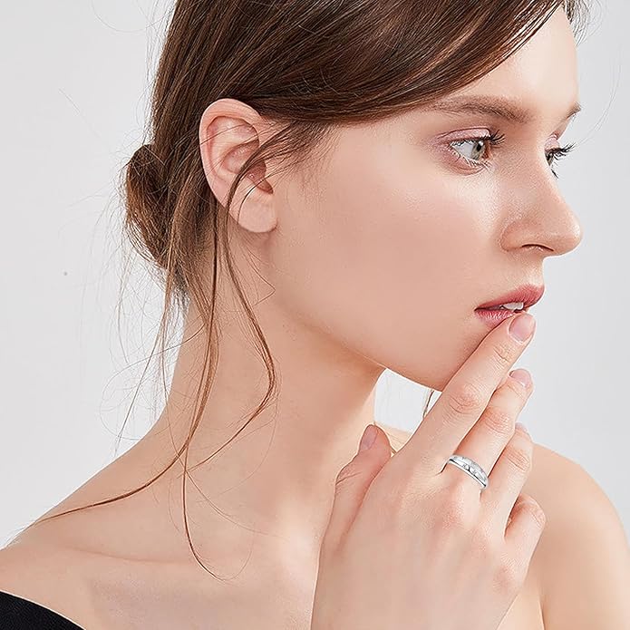 Moissanite Ring for Women D Color VVS1 Clarity 7 Star Ring 925 Sterling Silver Chunky Stackable Bands for Women or Men