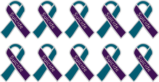 Suicide Awareness and Prevention Pin - Bulk Packs - Variety Pack of Teal & Purple Ribbon Pin Perfect for Support Groups, Gift-Giving and Fundraising