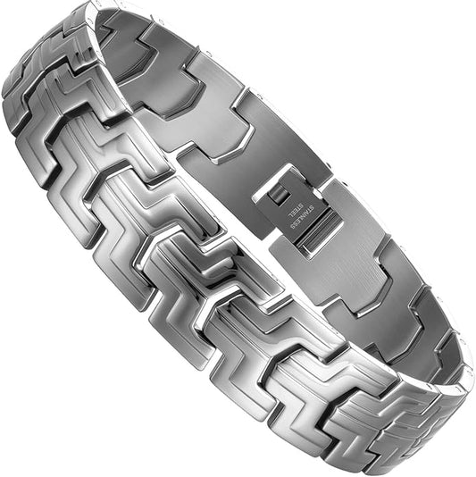 Men Bracelet Stainless Steel men black bracelet Link diamond silver bracelet blue particles jewelry Men chain Gift Boxes