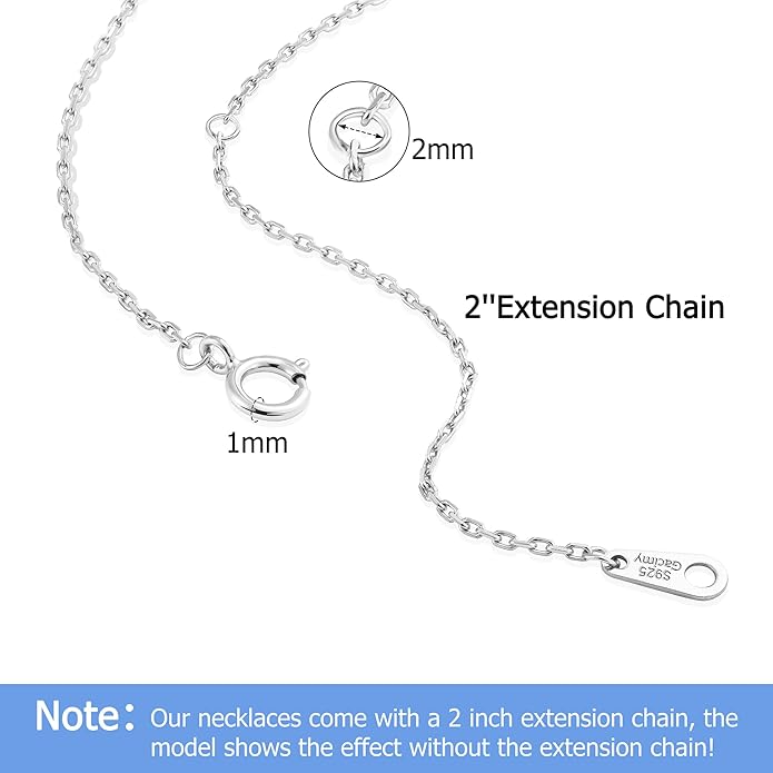 Gacimy 925 Sterling Silver Chain for Women, 1mm 1.3mm 1.5mm 1.8mm Cable Chain Necklaces